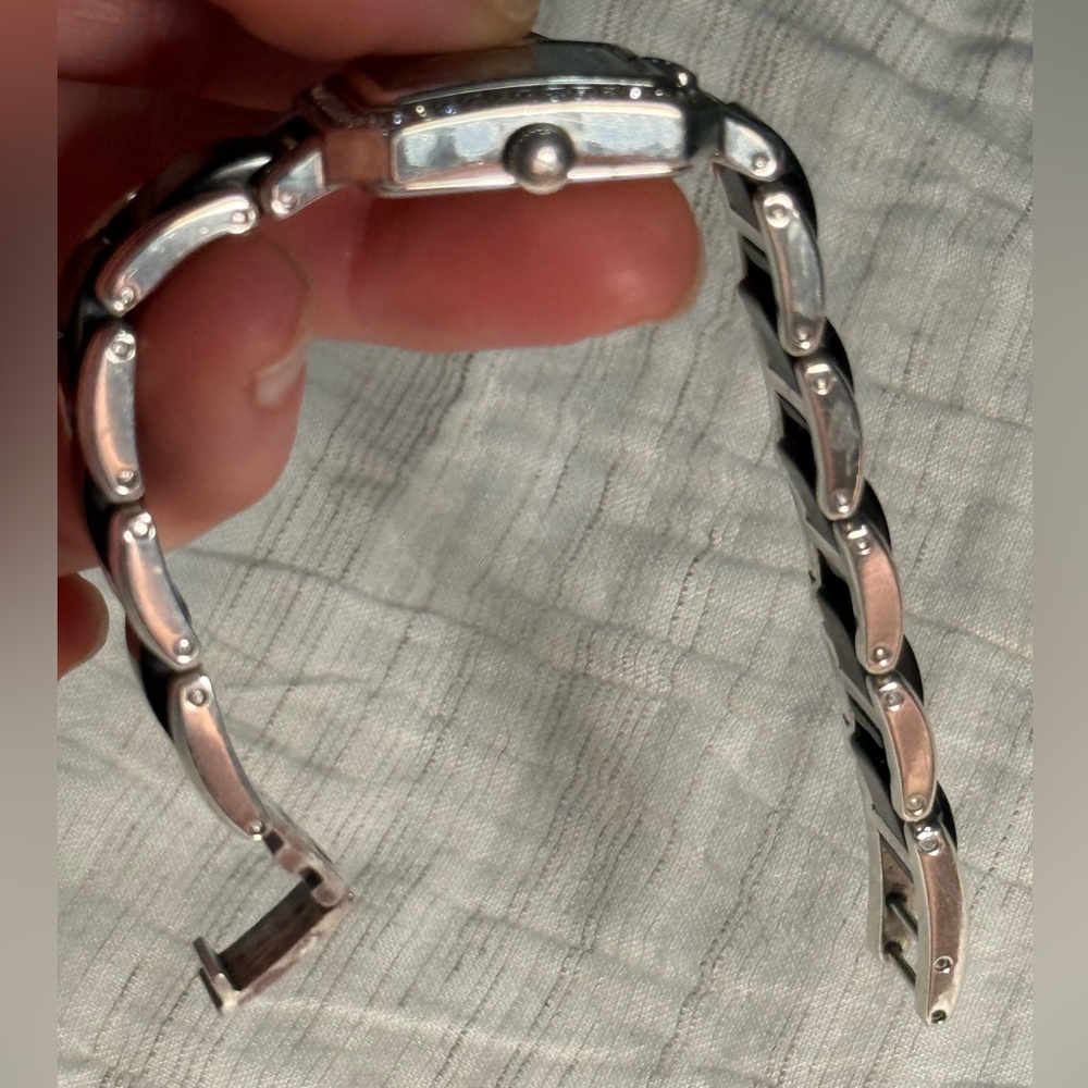 Brighton Encino Crystal Bezel Bracelet Watch Black Silver Japan Quartz - Picture 5 of 8
